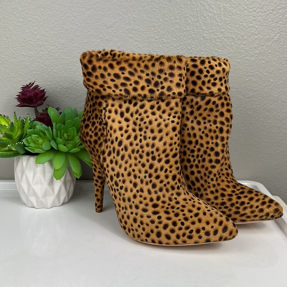 Loeffler Randall Calf Hair Cheetah Bootie Heel Pointed Toe 6/6.5 - Picture 4 of 12